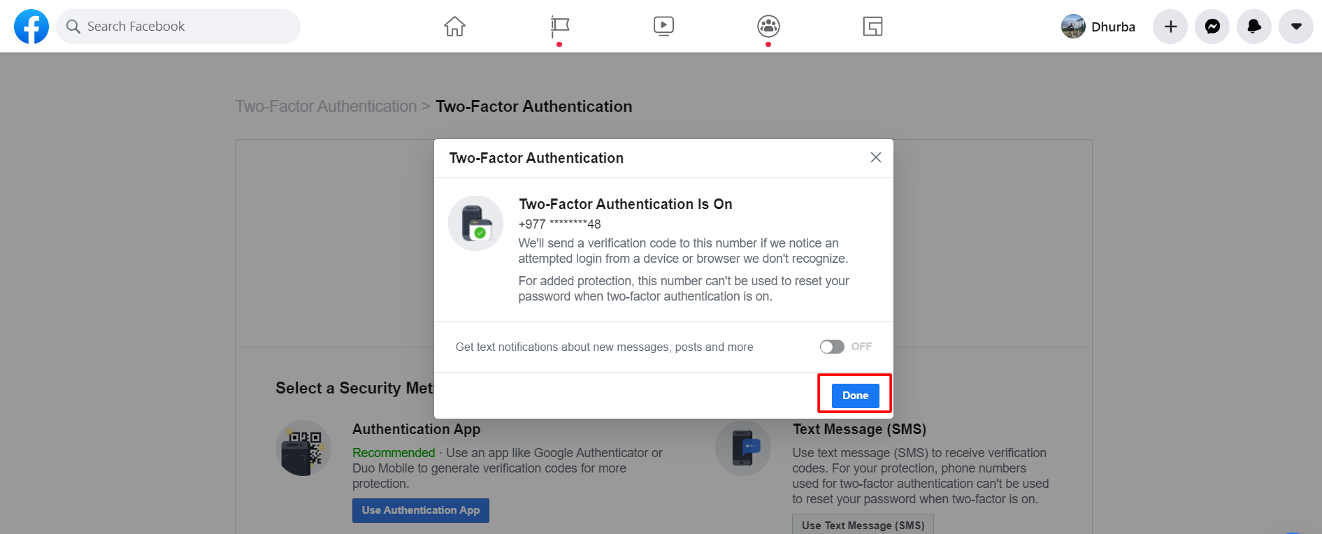 Enable two factor authentication