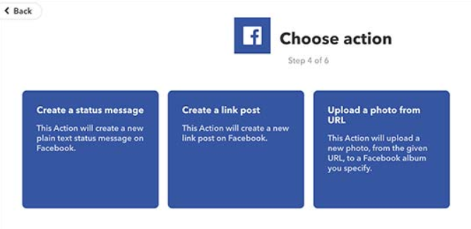 Facebook action fields