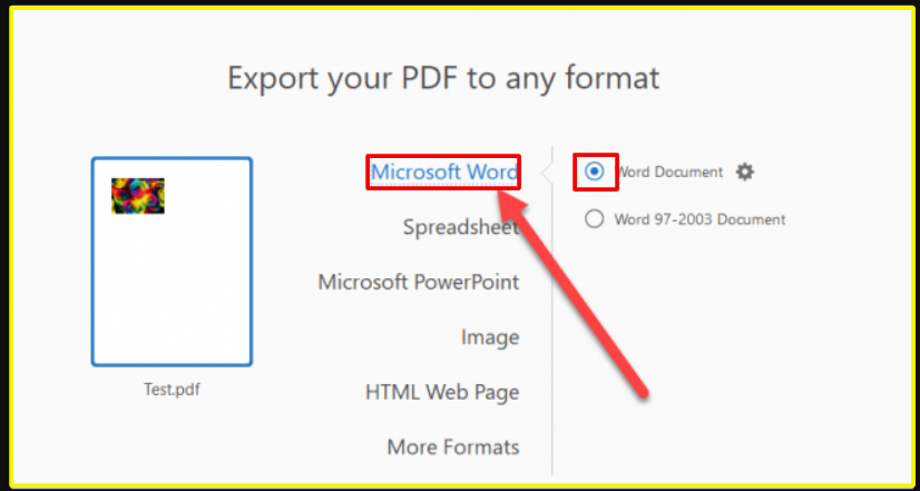 Export PDF into any formats (Word)