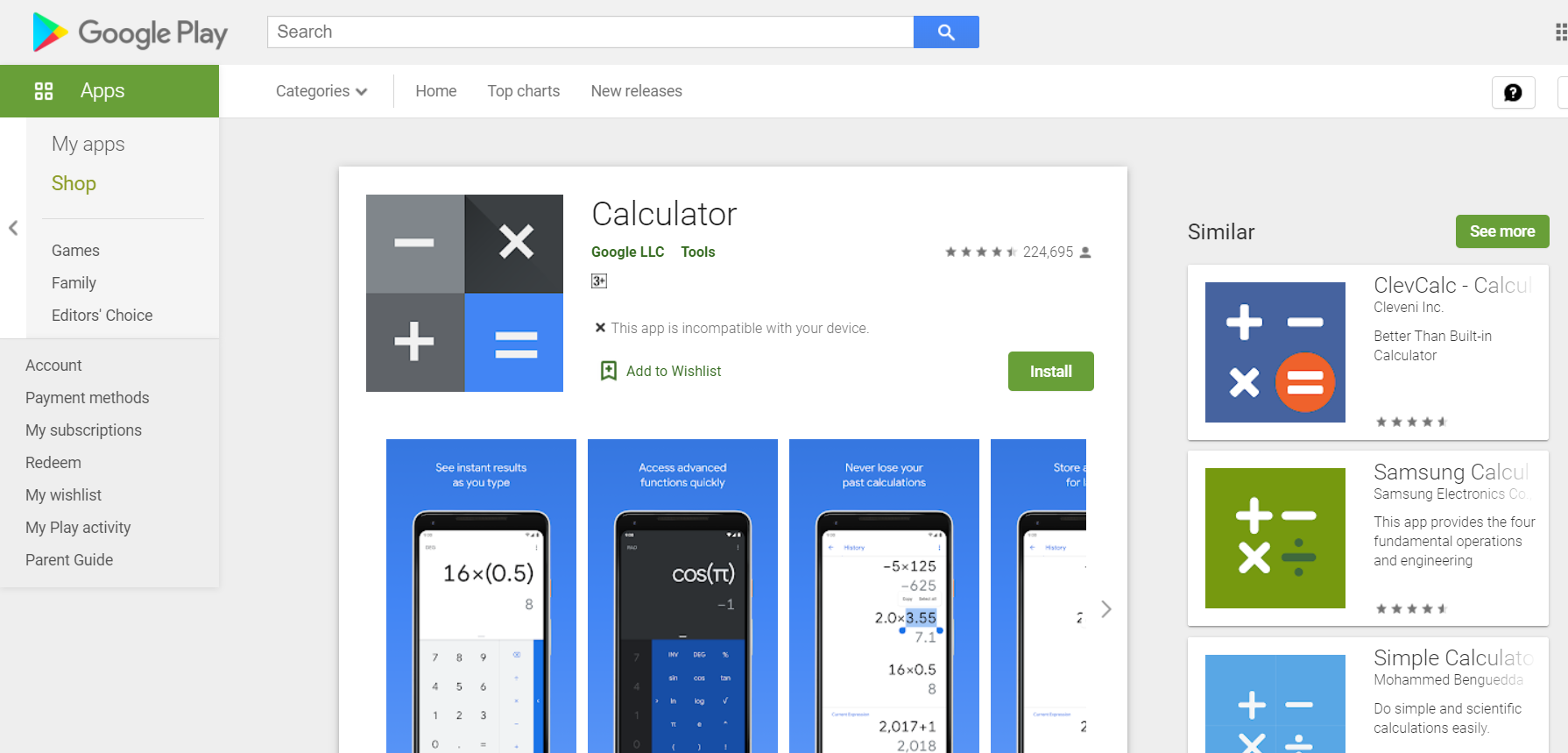 google unit calculator