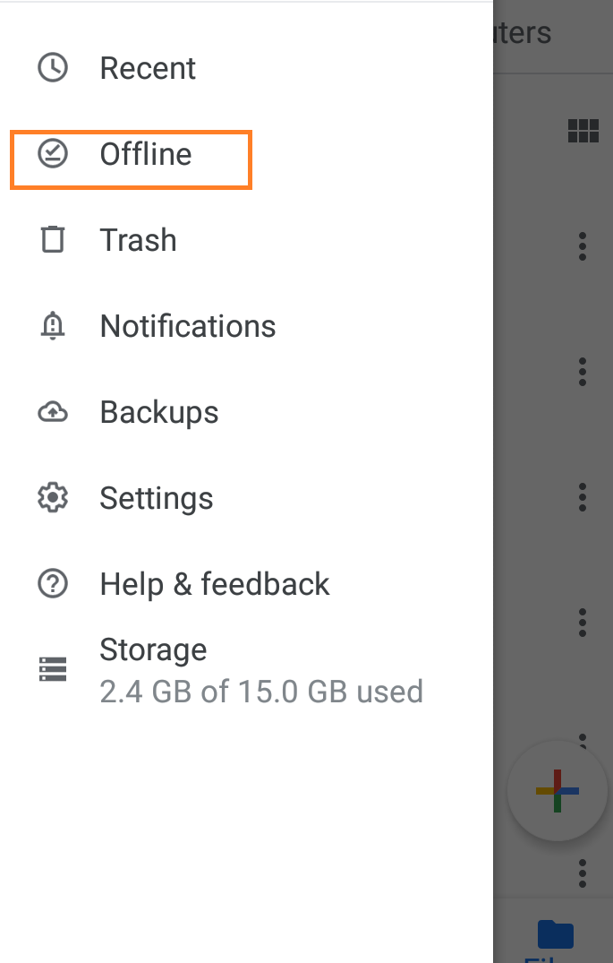 Viewing files offline on Google Drive