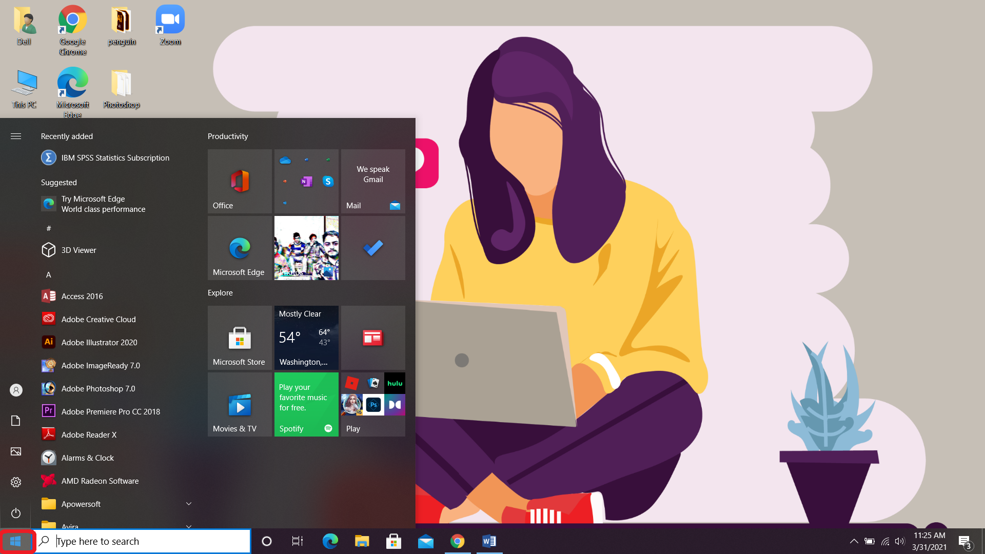 Windows start menu